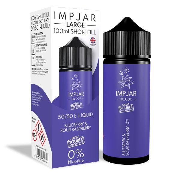 Blueberry Sour Raspberry E-Liquid 30000 Shortfill By Impjar 100ml - Vapestore Direct
