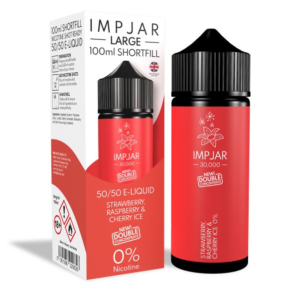 Strawberry Raspberry Cherry Ice E-Liquid 30000 Shortfill By Impjar 100ml - Vapestore Direct