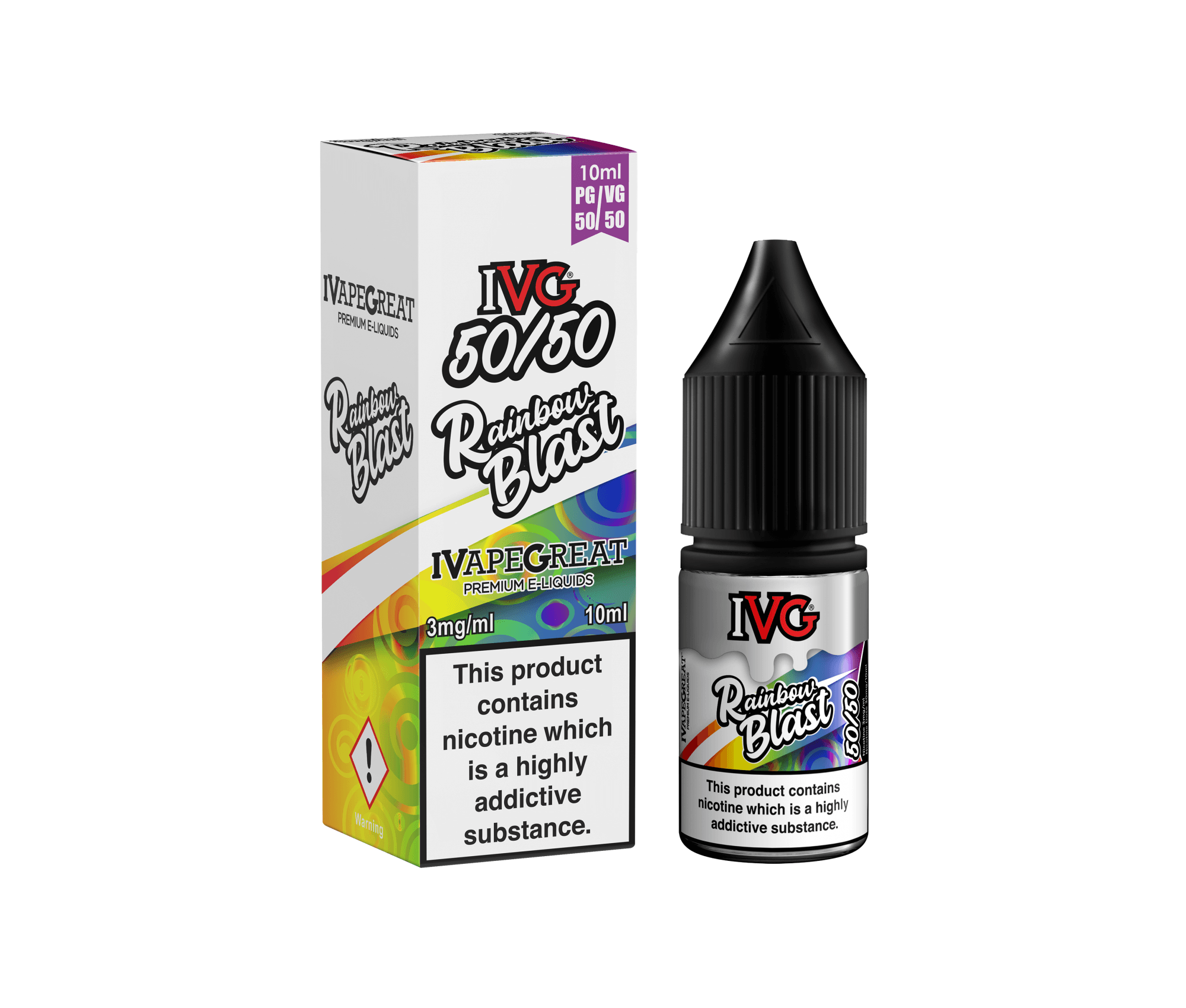 Rainbow Blast 50/50 E-Liquid By IVG 10ml - Vapestore Direct