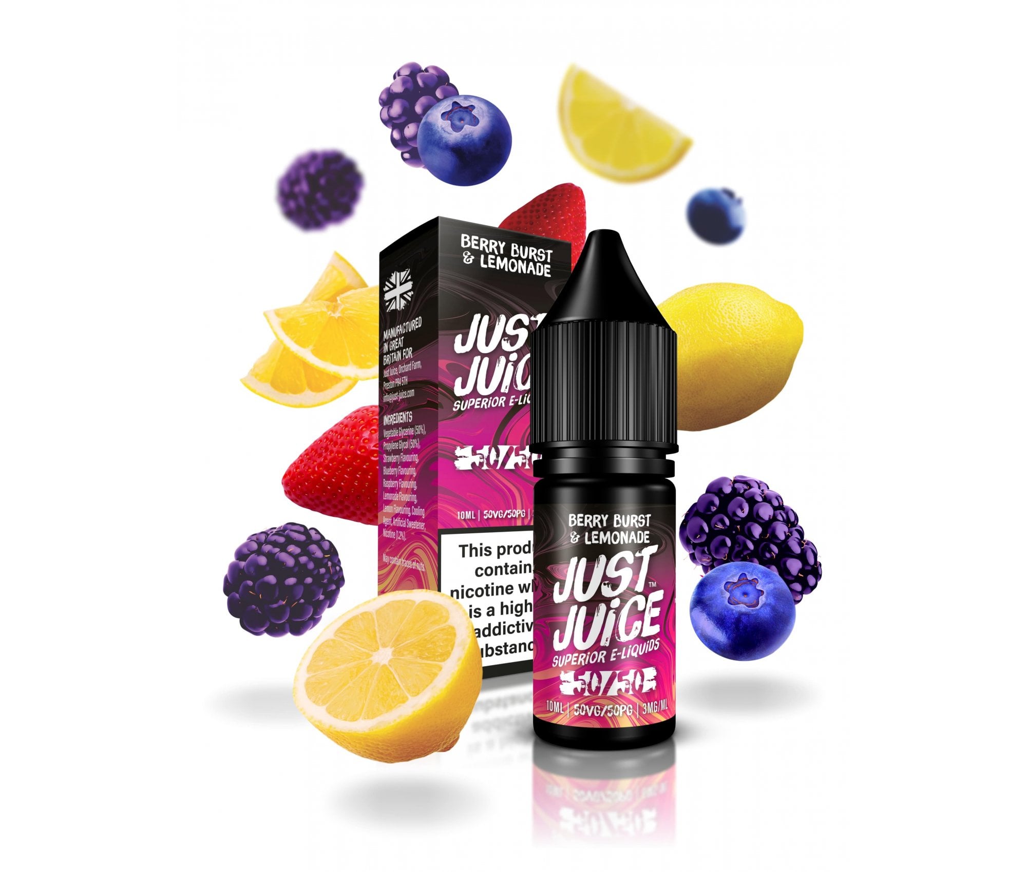 FUSIONS Berry Burst & Lemonade 50/50 E-Liquid By Just Juice 10ml - Vapestore Direct