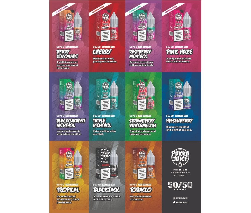 Strawberry Watermelon 50/50 E-Liquid By Pukka Juice 10ml - Vapestore Direct