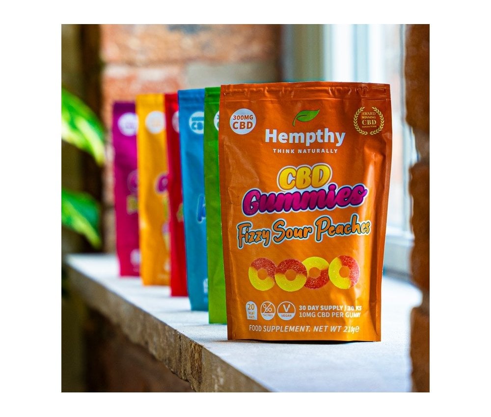 Hempthy  CBD Gummies 300mg Bag FIZZY SOUR PEACH RINGS - Vapestore Direct