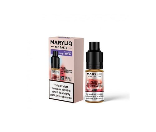 Peach Strawberry Watermelon Ice Maryliq E-Liquid Nicotine Salt By Elfbar 10ml - Vapestore Direct