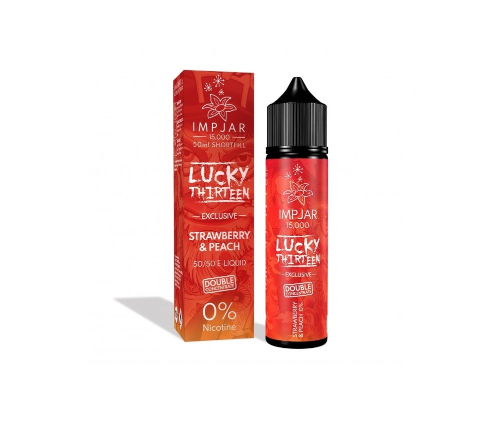 Strawberry Peach E-Liquid Shortfill By Impjar x Lucky Thirteen 15000 50ml - Vapestore Direct