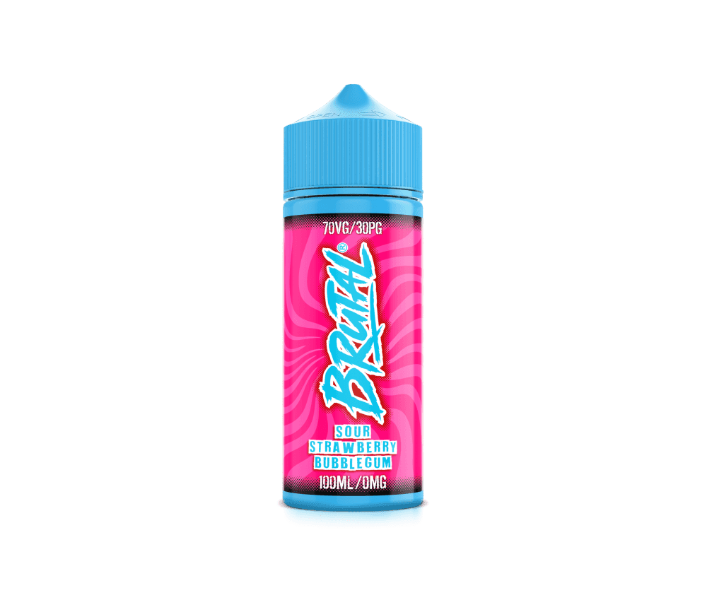 Sour Strawberry Bubblegum BRUTAL Range E-Liquid Shortfill By Just Juice 100ml - Vapestore Direct