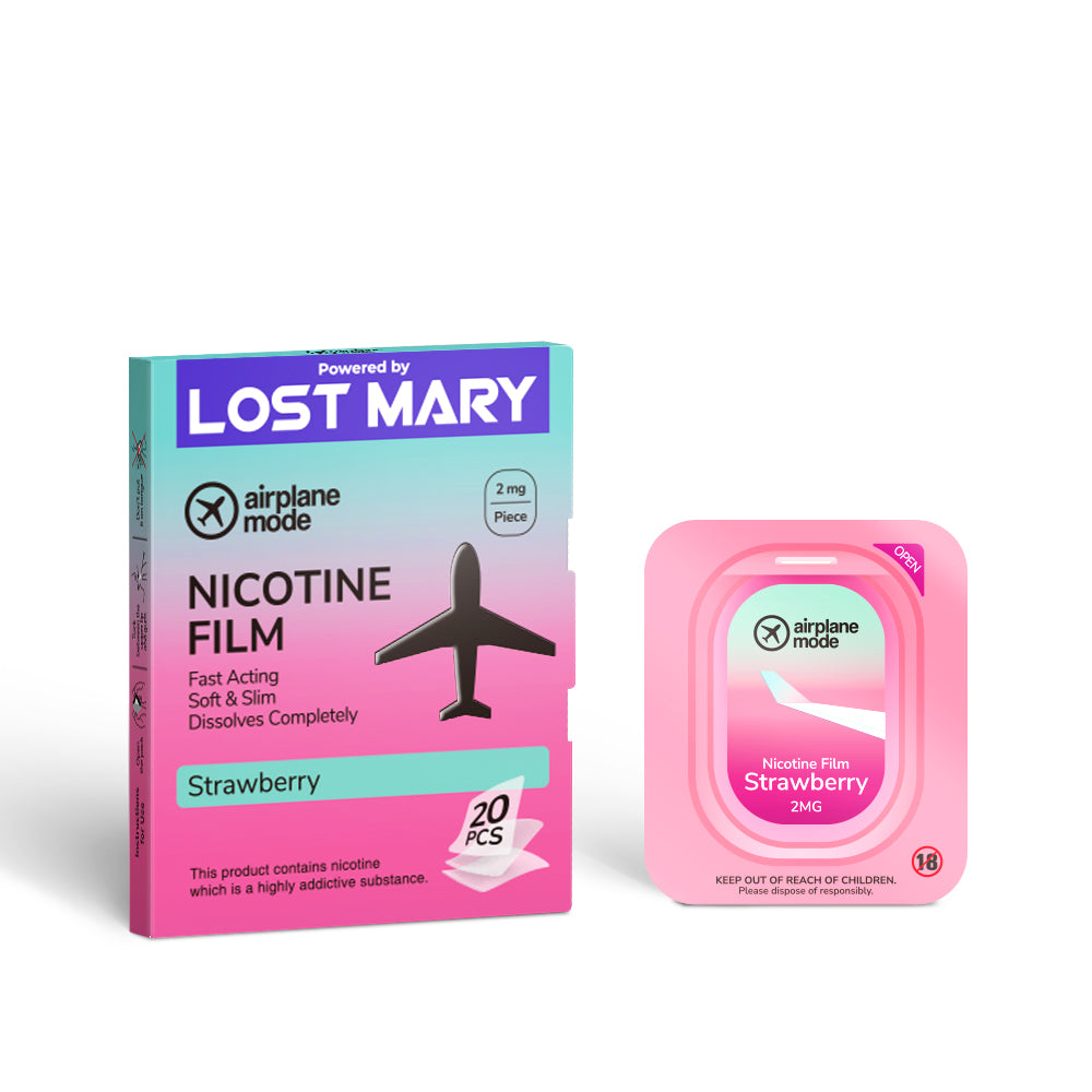 Airplane Mode Strawberry Flavour Nicotine Strips 2MG - Vapestore Direct