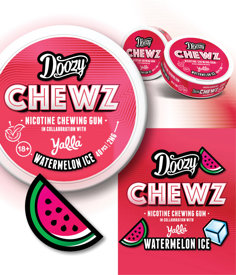 Doozy Chewz Watermelon Ice Flavour Nicotine Gum Card - Vaperstore Direct