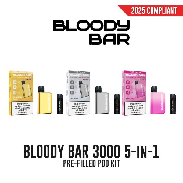 Bloody Mary Bloody Bar 3000 5-in-1 Nic Salt Pod Kit 20mg - Vapestore Direct