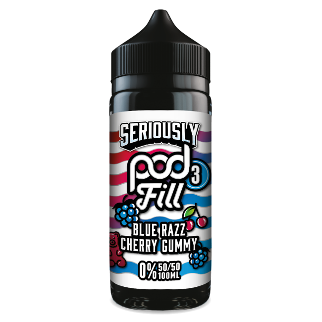 Blue Razz Cherry Gummy Seriously Pod Fill 3 E-Liquid Shortfill By Doozy Vape 100ml - Vapestore Direct