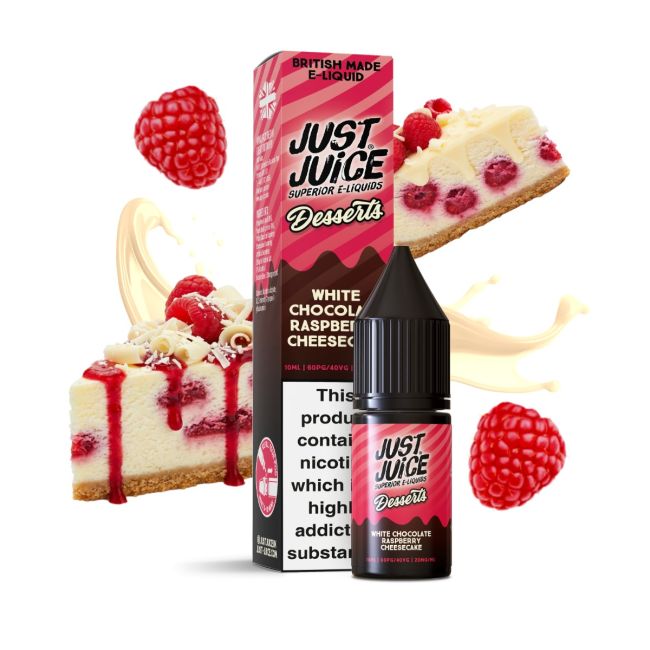 White Chocolate Raspberry Cheesecake Dessert Salts E-Liquid Nicotine Salt By Just Juice 10ml - Vapestore Direct