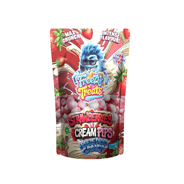 Freezy Treats Strawberry Cream Pips Freeze Dried Candy Packet Front - Vapestore Direct