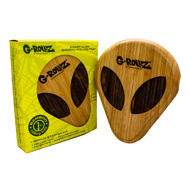 G.Rollz Bamboo Alien Rolling Tray + Storage Box - Vapestore Direct