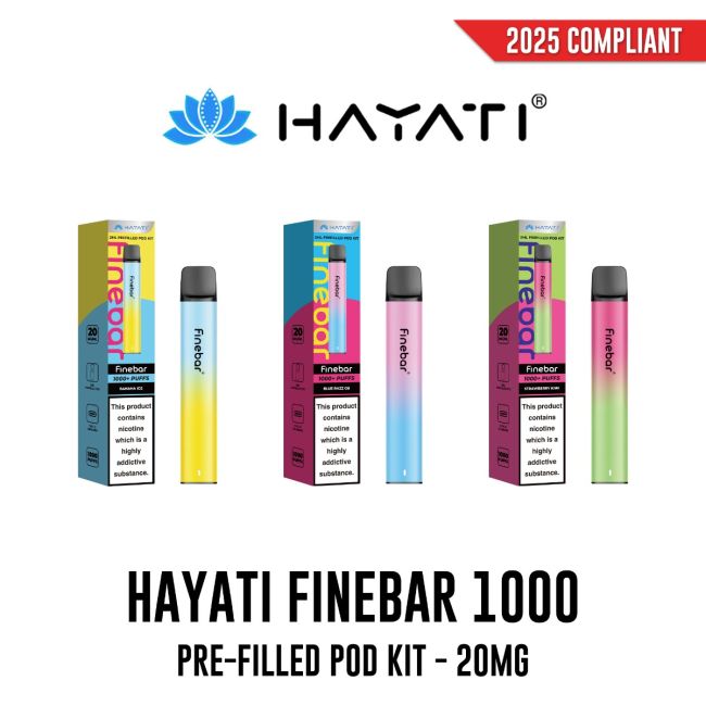 Hayati Finebar 1000 Pre-Filled Pod Kit 20mg - Vapestore Direct