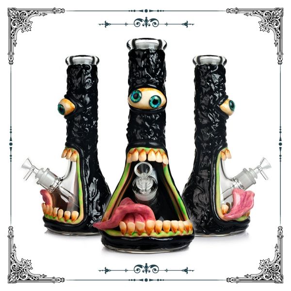 32cm Thick Glass 3D Black Monster Beaker / Flask Style Waterpipe - GB101 - Vapestore Direct