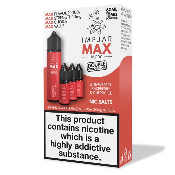 Strawberry Raspberry & Cherry Ice E-Liquid MAX 18000 Longfill By Impjar 60ml - Vapestore Direct