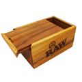 Raw Acacia Wood Slide Top Storage Box - Vapestore Direct