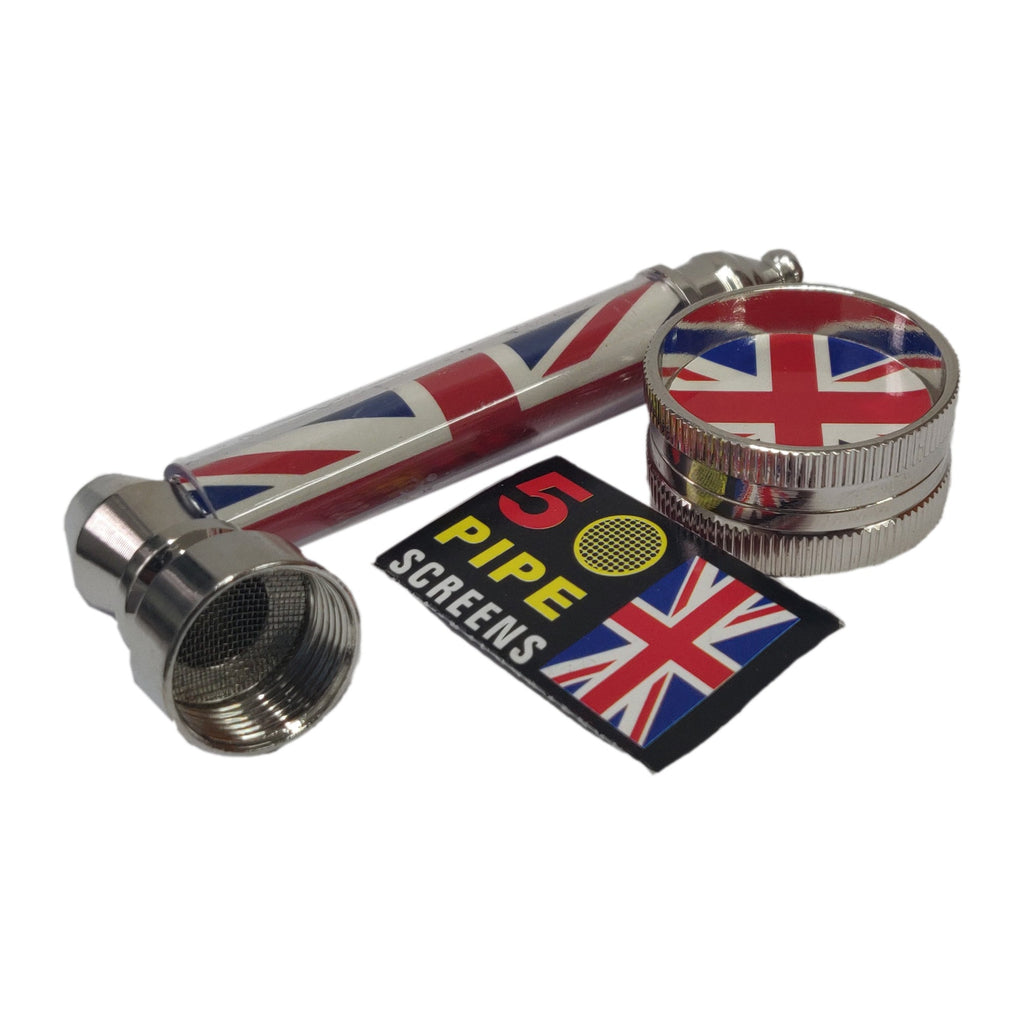 Union Jack Metal Pipe + Grinder Set - Vapestore Direct