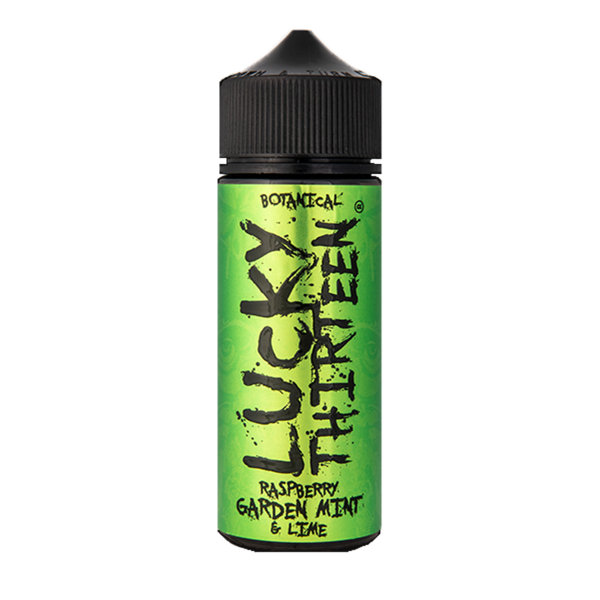 Raspberry, Garden Mint & Lime E-Liquid Shortfill By Lucky Thirteen 100ml - Vapestore Direct