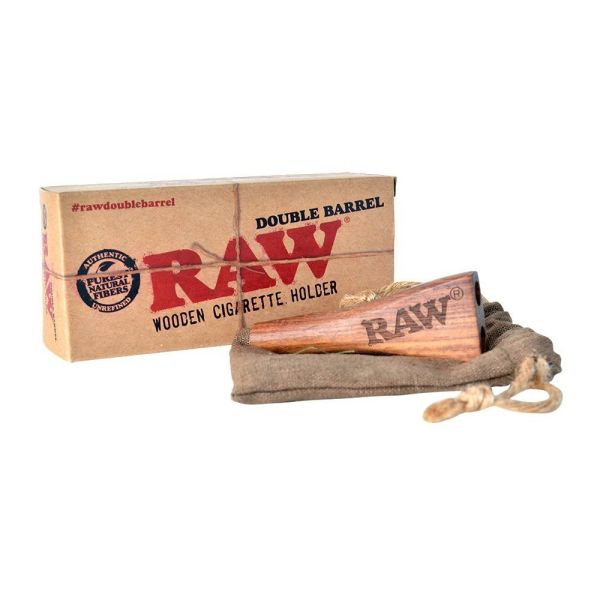 RAW Double Barrel Wooden Cigarette Holder - 1 1/4 Size - Vapestore Direct